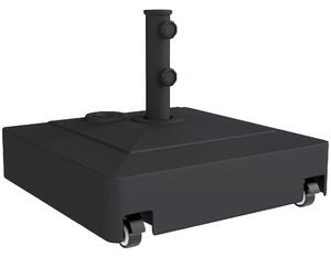 Base per Ombrellone a Rotelle con Freni, con Acqua 40kg/Sabbia 61kg, per Pali Ombrelloni da Ø35/38/48mm, Nero