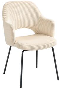 HOMCOM Sedia da Pranzo Moderne con rivestita a Coste in Velluto e Gambe in Metallo, Forma ergonomica a Conchiglia, Beige| Aosom Italy