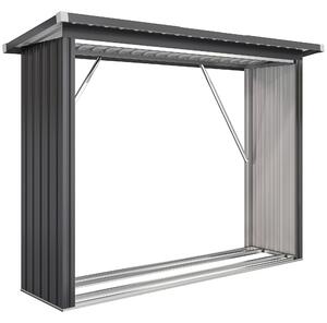 Outsunny Capanno Portalegna in Acciaio da Esterno, Base Rialzata e Tetto Inclinato, 213x66.5x150 cm, Grigio Scuro | Aosom Italy