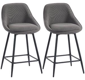 HOMCOM Set di 2 sgabelli da bar con rivestimento in corda e gambe in acciaio, Grigio | Aosom Italy