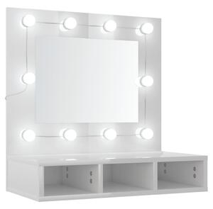 Mobile a Specchio con LED Bianco Lucido 60x31,5x62 cm