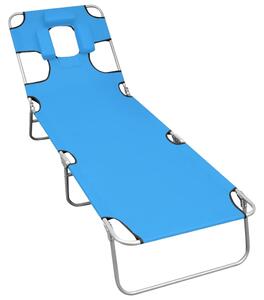 Lettino Prendisole Pieghevole Poggiatesta Acciaio Blu Turchese
