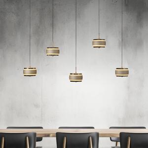 PURE Lampada LED a sospensione Falling Rings, bronzo Lunghezza 101 cm 5 luci. dimmerabile, Bronzo / Ottone antico, Soggiorno / Sala da pranzo, Metallo, Moderno