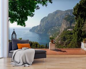 Carta da parati Balcone con vista su uno specchio d'acqua, Carta da parati design, Carta da parati popolare, u53438 - Tapeko.it