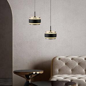 PURE Lampada LED a sospensione Falling Rings, nera, Ø 13 cm, CCT dimmerabile, Nero, Soggiorno / Sala da pranzo, Metallo, Moderno