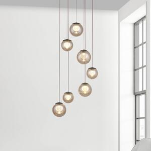 PURE Lampada LED a sospensione Popup, bronzo/ambra Ø 40 cm, 7 luci. dimmerabile, Bronzo / Ottone antico, Soggiorno / Sala da pranzo, Alluminio