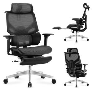 Mark Adler Expert 8.7 Sedia da ufficio ergonomica in rete nera, braccioli 4D, schienale regolabile, poggiatesta, poggiapiedi
