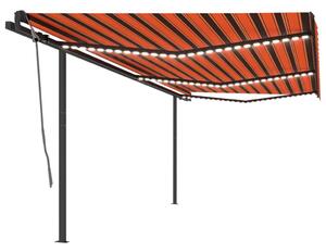 Tenda da Sole Retrattile Manuale con LED 6x3 m Arancio Marrone