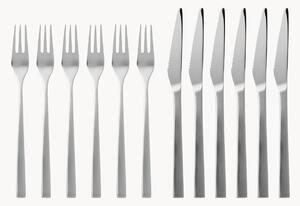 Set di 12 posate da bistecca in acciaio inox spazzolato opaco Fuga, 6 persone