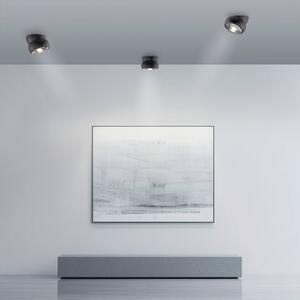 PURE Faretto da soffitto LED Move, nero, Ø 12 cm, metallo/vetro dimmerabile, Nero, Soggiorno / Sala da pranzo, Metallo, Moderno