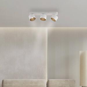 PURE Faretto da soffitto a LED Cup, bianco, lunghezza 56 cm, metallo, 3 luci. dimmerabile, Bianco / Opale, Soggiorno / Sala da pranzo, Metallo, Moderno