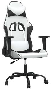 Sedia da Gaming Bianco e Nero in Pelle finta