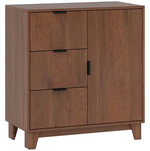 HOMCOM Buffet soggiorno, con anta, 3 cassetti e ripiano regolabile 75 x 39 x 80 cm, Marrone | Aosom Italy