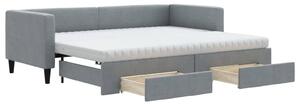 Divano Letto Estraibile Cassetti Grigio Chiaro 80x200cm Tessuto