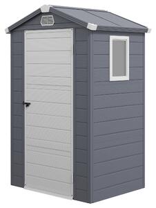 Outsunny Casetta da giardino con tetto a due falde, Capanno per attrezzi, 133 x 102 x 180/208 cm, Grigio scuro | Aosom Italy