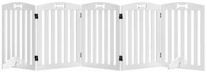 PawHut Cancelletto per Cani Autoportante con Piedini di Supporto, per Telaio Porta, Corridoio, Scala, 258 x 30 x 61 cm, Bianco | Aosom Italy