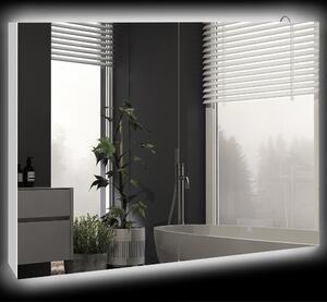 Kleankin Armadio murale con specchio e illuminazione a LED per Bagno 2 in 1, dim. 90L x 15l x 70H cm