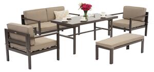 Set 4 mobili da giardino Porto Apetito con panca marrone Garden Point