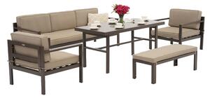 Set 5 mobili da giardino Porto Apetito con panca marrone Garden Point