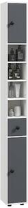 Kleankin Colonna di archiviazione armadio alto per bagno 1 cassetto 4 ripiani regolabili e 2 armadi 20 x 20 x 180 cm grigio