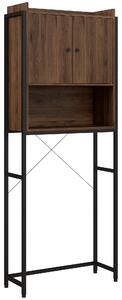 Kleankin Mobile Sopra il Water Mensola Salle Bagno Armadio 2 Ante e Vano 68 x 25,5 x 172,5 cm marrone nero