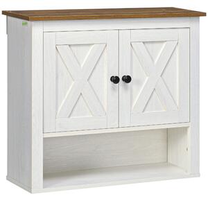 Kleankin Armadio murale, mobile bagno con armadio a portess e vano aperto, dim. 60 x 19,5 x 52,5 cm, bianco