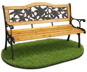 Panchina da giardino nera ROSA con legno laccato e gambe in acciaio larghezza 127 cm