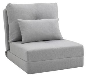 HOMCOM Poltrona letto convertibile divano da pavimento 1 posto con 1 cuscino con schienale regolabile, grigio chiaro