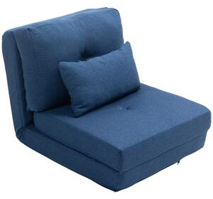 HOMCOM Poltrona letto divano letto trasformabile poltrona 1 posto con 1 cuscino con schienale regolabile, blu scuro
