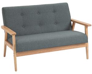 HOMCOM Divano 2 posti stile scandinavo con braccioli, piedi in legno, 115l x 66,5P x 73H cm, grigio