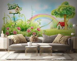 Carta da parati Arcobaleno, pianta e fiore, Carta da parati per Bambini, Carta da parati per Ragazze, u57050 : Uwalls.it