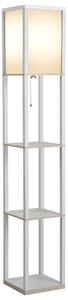HOMCOM Lampada da Terra 40W con 3 Mensole e Interruttore a Pedale, in Legno e Acrilico, 26x26x160 cm, Bianco | Aosom Italy
