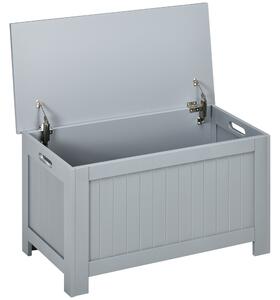 HOMCOM Baule portaoggetti con cerniere di sicurezza cassapanca in legno baule porta giocattoli coperchio ribaltabile grigio