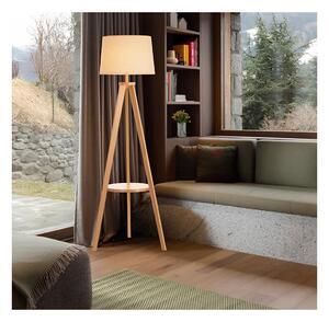 COMPASSO LAMPADA DA TERRA VINTAGE IN LEGNO FRASSINO CON TAVOLINO APPOGGIO