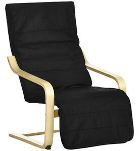 HOMCOM Poltrona Relax Comfort e Relax con Poggiapiedi regolabile sfoderabile 94 x 66,5 x 100 cm Legno Massello Nero