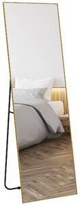 HOMCOM Grande specchio a figura intera rettangolare, 50 x 160 cm, specchio da terra, da parete o appoggiato al muro, dorato