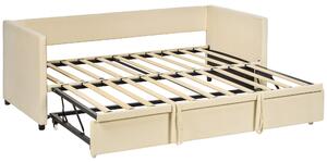 HOMCOM Struttura letto divano letto 2 in 1, divano 2 posti e letto matrimoniale, due materassi compatibili da 90 x 190 cm