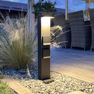 Deko-Light Lampioncino LED Colonna con prese Lerna, 60 cm, alluminio grigio scuro Lerna, Nero, Alluminio, Moderno, Lampada LED da esterni