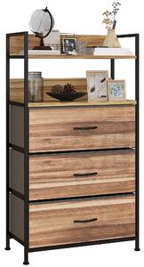 HOMCOM Mobile da inserimento stile industriale comoda 3 cassetti in tessuto rimovibili e 2 ripiani - 60 x 29 x 101cm - MDF e metallo