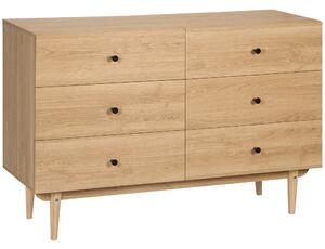 HOMCOM Cassettiera 6 cassetti mobile da archiviazione piedi in legno massello 120 x 40 x 80 cm colore legno