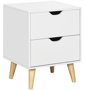 HOMCOM Comodino stile scandinavo con 2 cassetti bianco e effetto legno - 40 x 35 x 50,5 cm