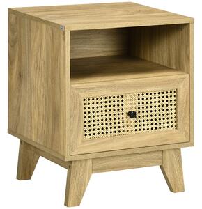 HOMCOM Comodino comodino con cassetto porta cannage e nicchia vintage 45 x 39 x 56,5 cm