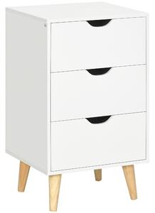 HOMCOM Comodino 3 cassetti Tavolino da comodino Mobiletto da stile scandinavo in Legno - 40 x 35 x 68,5 cm - Bianco