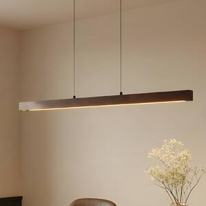 Lucande Lampada LED a sospensione Nihalo, noce, 122 cm, dimmerabile, CCT Nihalo Lucande, dimmerabile, Legno scuro, Soggiorno / Sala da pranzo, Legno, Campagna / Rustiche