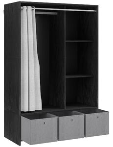 HOMCOM Armadio penderie armadio di archiviazione con asta tende 3 nicchie e 3 cassetti in tessuto rimovibili 105 x 48 x 160 cm