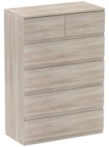 HOMCOM Comò 6 cassetti mobile da archiviazione senza maniglie design minimalista 80 x 39 x 115 cm legno naturale