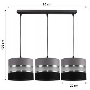 Lampadario a sospensione con filo CORAL 3xE27/60W/230V nero-grigio
