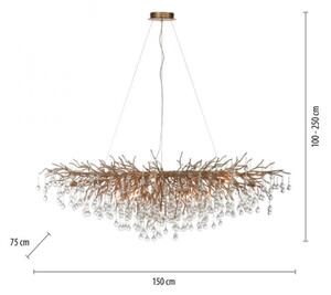 Paul Neuhaus 2031-11 - Lampadario a sospensione con filo ICICLE 15xG9/40W/230V 75x150 cm ottone