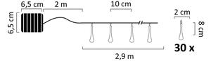 Catena LED solare ICE 30xLED/1,2V 300 mAh IP44