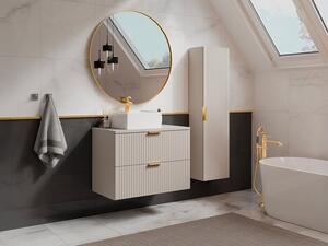 Colonna da bagno sospesa con scanalature H140 cm Beige - ZEVARA